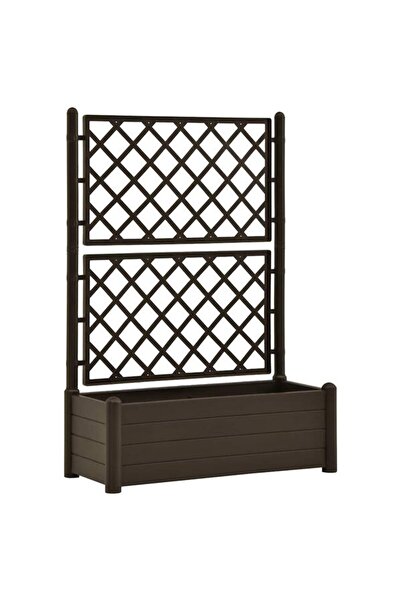 vidaxl Jardinieră cu spalier, maro, 100 x 43 x 142 cm PP