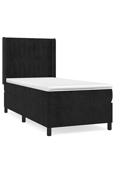 vidaxl Pat boxspring cu saltea, negru, 80 x 200 cm, catifea