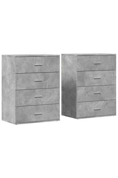 vidaxl Dulapuri, 2 buc., gri beton, 60 x 39 x 80 cm, lemn prelucrat