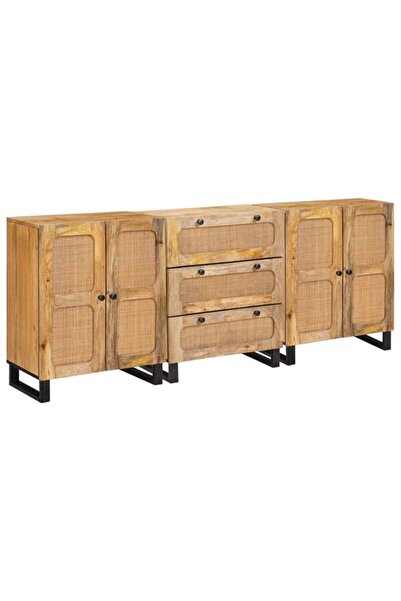 vidaxl Comodă 3 piese Maro 180 x 33 x 75 cm Lemn masiv de mango