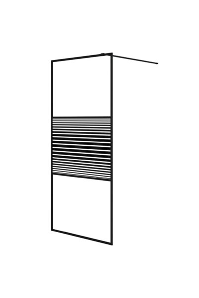 vidaxl Paravan de duș tip walk-in negru 90 x 195 cm, sticlă ESG transparentă