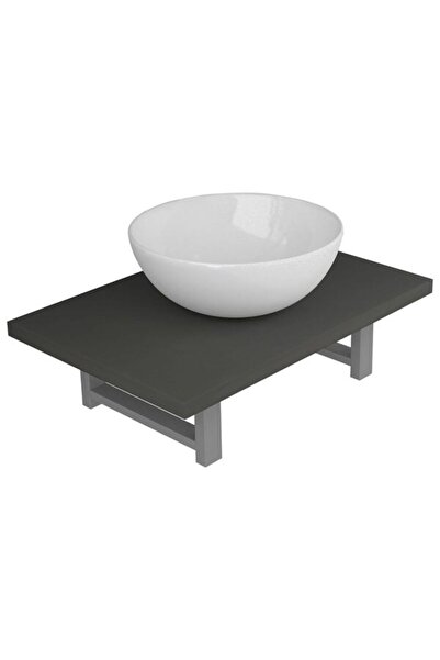vidaxl Set mobilier de baie, 2 piese, gri, ceramică