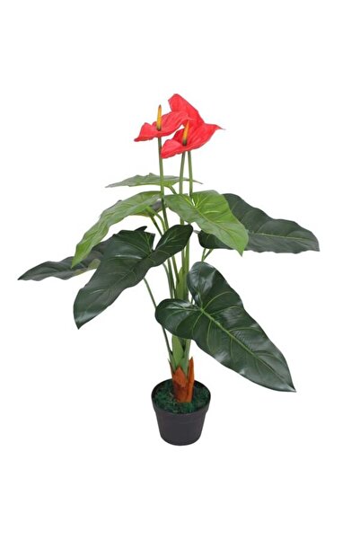 vidaxl Plantă artificială de Anthurium cu ghiveci, 90 cm, Roșu și Galben