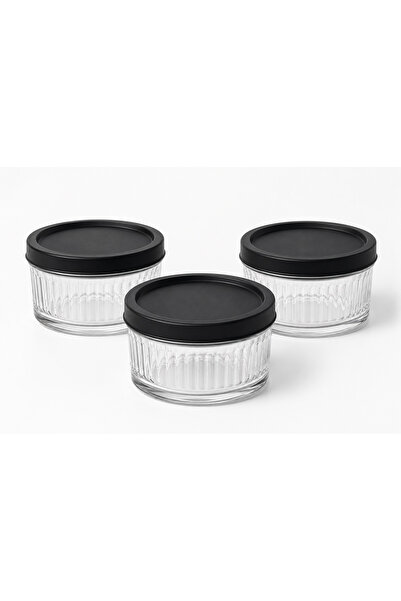 EVORRA LİVİNG 3-Piece Glass Storage Container with Lid 425 Cc |   Breakfast S...