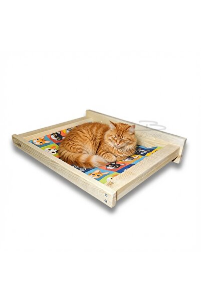 Barış Dizayn Doğal ahşap duvara monte kedi hamağı kedi yatağı kedi hamak 10KG...
