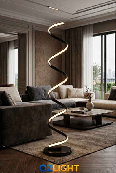 OZLIGHT AYDINLATMA OZLIGHT Modern Tam Spiral LED Lambader 53W Helezon Köşe Ay...