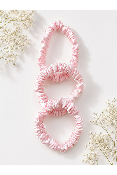 ICON SILK 100% Pure Silk Thin (1 cm) Set of 3 Hair Clips (Candy Pink)