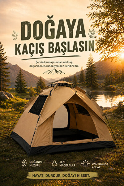 Vadi Su Geçirmez Aile Kamp Çadırı Kolay Kurulumlu Outdoor ve Doğa Kampı Çadırı