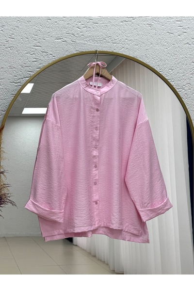 MİHRA STORE Şeyma Self-Patterned Wide Sleeve Shirt-Çi̇943 Pink