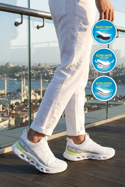 AYAKMOD White-Grey Mesh Lightweight Flexible Men's Sports Shoes 26101 m