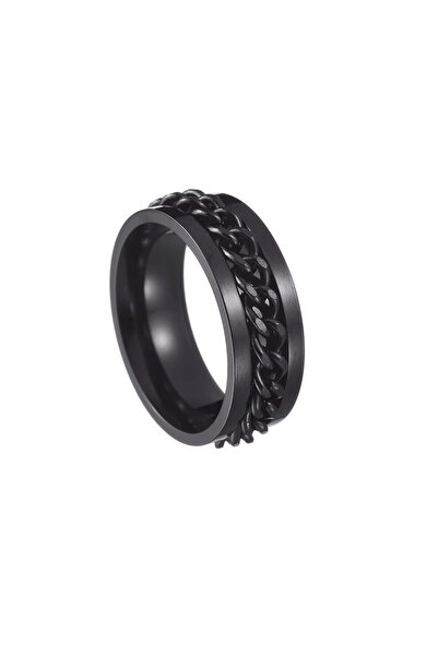 Black Season Rotatable Relaxation Ring Stainless Steel Adjustable Size 5-14 |...