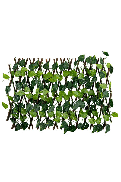 OSKARYUM Yapay Sarmaşık Fesleğen Çit 3x1.2 Cm Bahçe Balkon Çiti Ahşap Çit