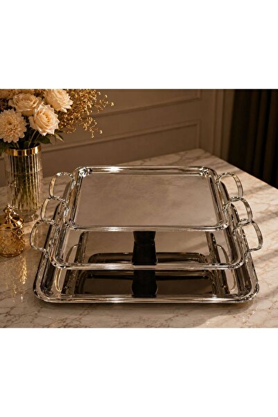 Rwfd Rema 3-piece silver serving tray set
