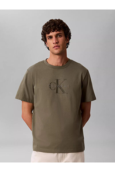 Calvin Klein Erkek Normal Kesim Yuvarlak Yakalı CK Logo Baskılı Pamuklu Kısa ...