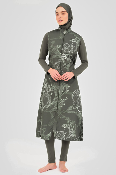 ALFASA Patterned Long Hijab Swimsuit