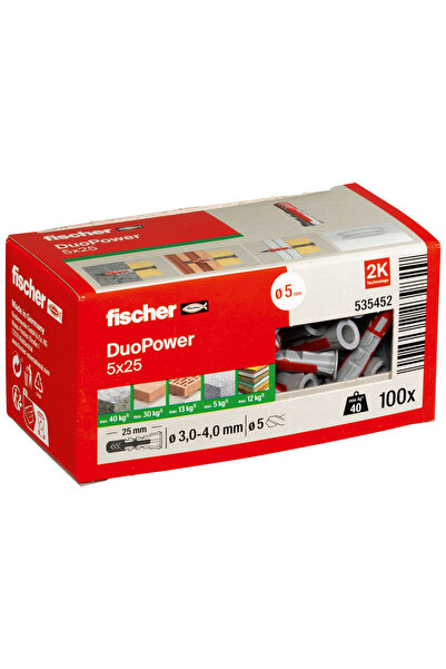 Fischer DUOPOWER 5X25 DIY ÇİFT BİLEŞENLİ DÜBEL 100ADET