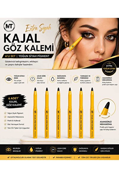 MT Kajal Eyeliner Set of 6 – Extra Black Intense Pigment