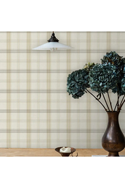 Adawall Geometrik Desen Duvar Kağıdı - ALFA 3714-1, Krem, Beyaz, Kağıt Taban,...