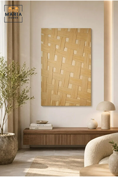 MARIA HOMES Natural Woven Pattern Wall Art – Textured Abstract Decorative Pan...