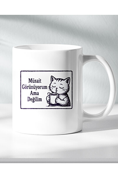 nescan Kedi Temalı Kahve Kupası - Sevimli Kedi Baskılı Seramik Kupa 300 ML | ...