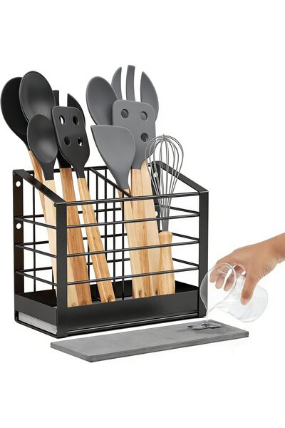 ANGJU Large Utensil Holder, Dual-Use Kitchen Cooking Utensil Holder Organizer...