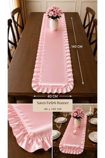 Deko Dekor Ruffled Decorative 40X140 Runner 100% Cotton Satin