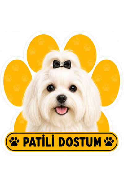 Parti Tasarla Pawed Friend Maltese Dog Sticker Label |   20X15 cm Self-Adhesi...