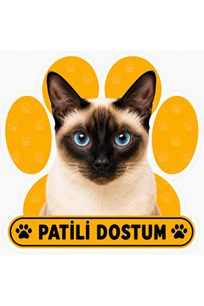 Parti Tasarla Pawed Friend Siamese Cat Sticker |   20X15 cm Self-Adhesive Foil