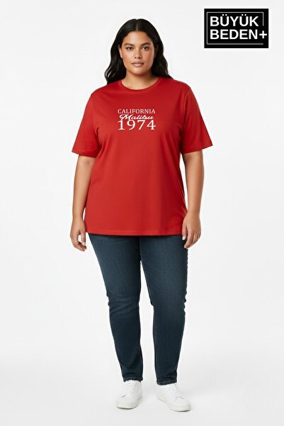 Superlife Süperlife Women's Large Size California 1974 Printed 3Xl-6Xl Crew N...