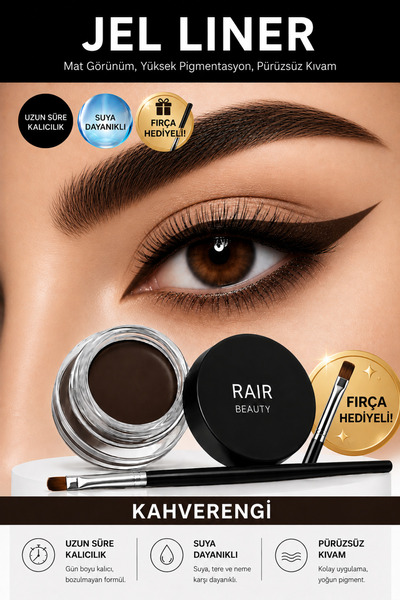 RAİR BEAUTY Yüksek Pigmentli Suya Dayanıklı Uzun Süre Kalıcı Mat Jel Eyeliner...