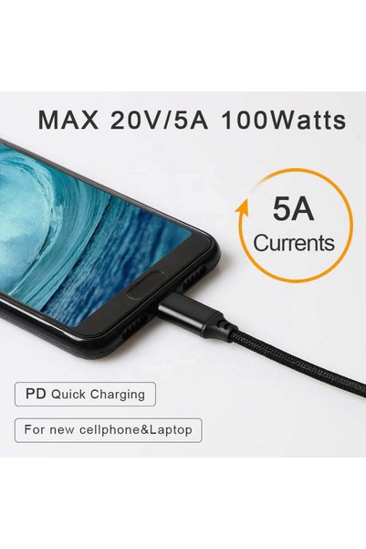 maxguard Veloce-Series Type C to Type C 100 W Nylon Braided QC Fast Charging Cable 1 m