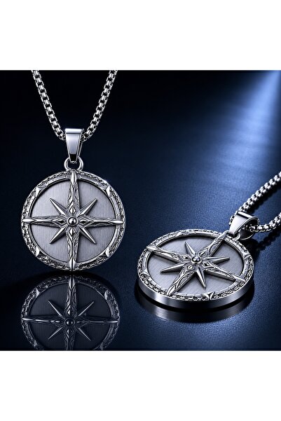 voyageaccessory Stainless Steel Minimal Design Vintage Style North Star Compa...
