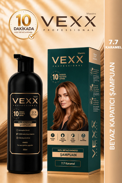 vexx maestro Vexx Professional Beyaz Kapatıcı Pratik Boya Şampuan (Karamel 7....
