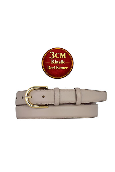 GoDeri Genuine Leather, 3 cm Gold Color Buckle, Mink, Stitched Classic Women'...