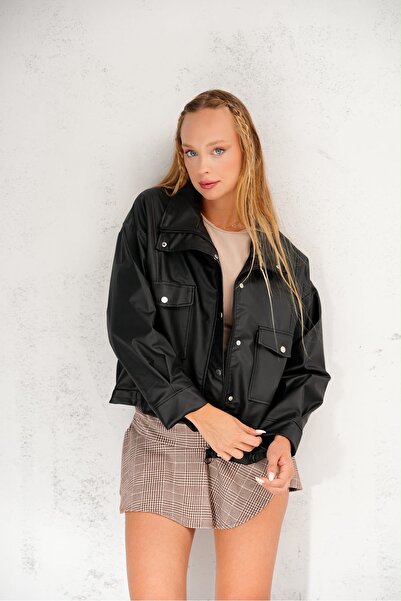 REYSA Yeni sezon suni oversize bomber deri ceket