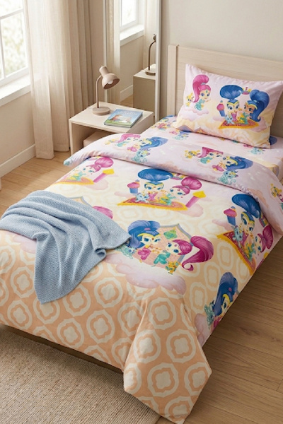 LaLiva Children's Duvet Cover Set with Single Elastic Sheet Natural Healthy C...