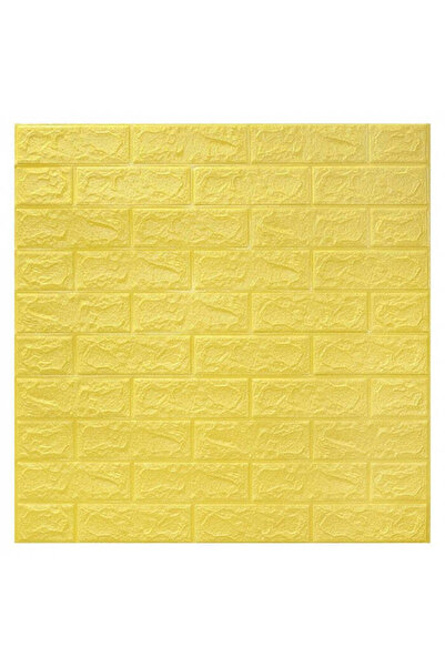 Vivendo Tapet 3D caramida galbena auto-adeziv pentru interior, 70 x 77 cm