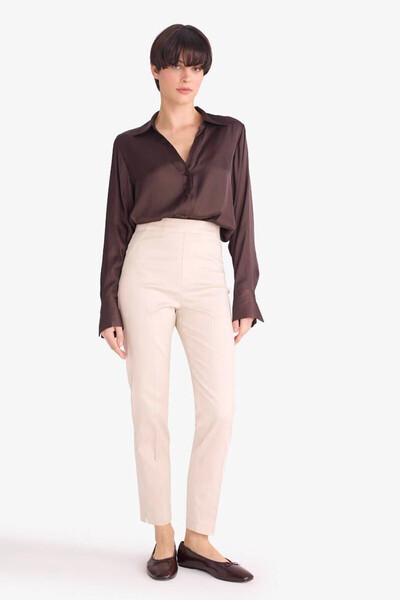 DeFacto Pantaloni de damă Sigaret Satin Beige J8743AZ/BG687
