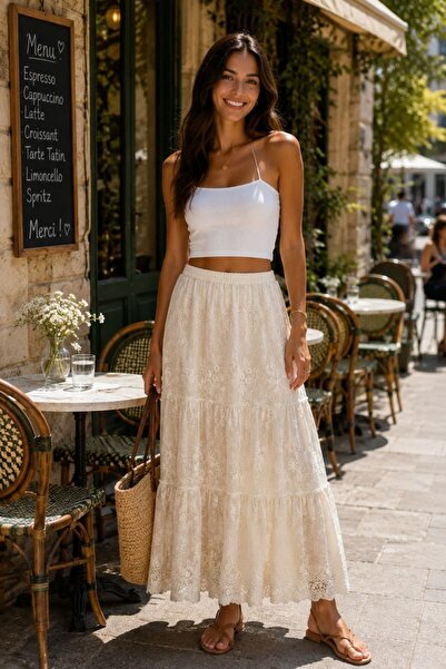 yb yağmur butik Guipure Lace Skirt
