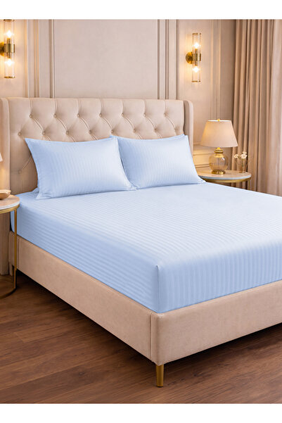 PARRY LIFE Luxury Hotel Stripe Fitted Sheet Set, 3 Piece King Size Bed Sheet ...