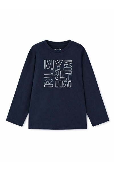 MAYORAL Tricou cu mânecă lungă cu imprimeu bleumarin pentru băieți 2-9 ani AL...