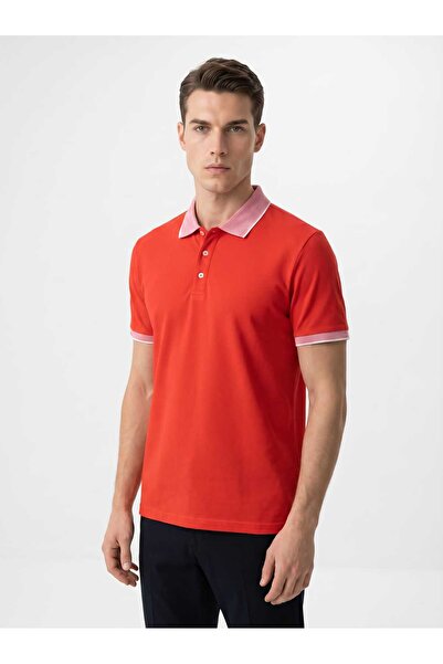 Giyim Dünyası Men's Polo Neck Short Sleeve Tshirt Orange