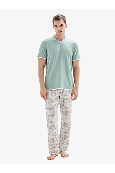 Blackspade Men's Short Sleeve Green Pajama Set C7T8N804