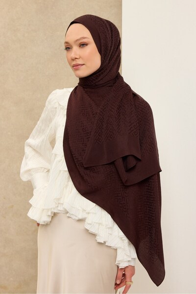 Silk Home شال قطني من نايا بنمط SH بلون بني حار