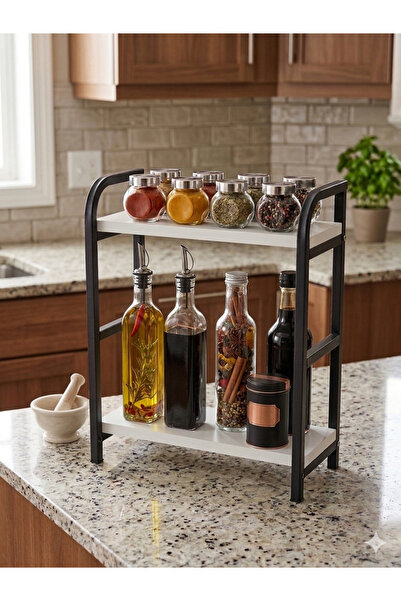 usta mekan Usta 2-Tier Metal Storage Container Organizer with Stand Spice Rac...