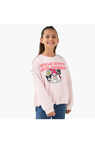 SANRIO Crew Neck Sweatshirt with Hello Kitty and Friends Print