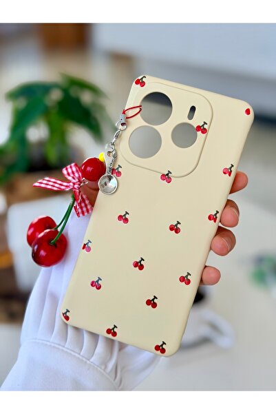 Go Aksesuar Redmi Note 14 5g Uyumlu Charm KİRAZ Oyuncaklı Silikon Kılıf