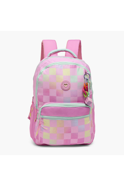Marshmallow Checked Backpack for Girls 8-13 Years with Padded Shoulder Straps...