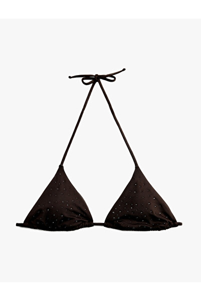 Koton Boyundan Bağlamalı Taşlı Üçgen Bikini Üstü