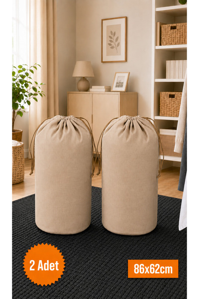 Emma Oliwia 2 Pieces Beige Drawstring Storage Bag Xlarge 86X62 cm - Moving Ba...
